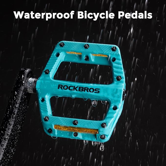 ROCKBROS Mountain Bike Pedals Bicycle Nylon Pedals 9/16 Inch Sealed Bearing Lightweight Platform for Road Mountain BMX MTB Bike