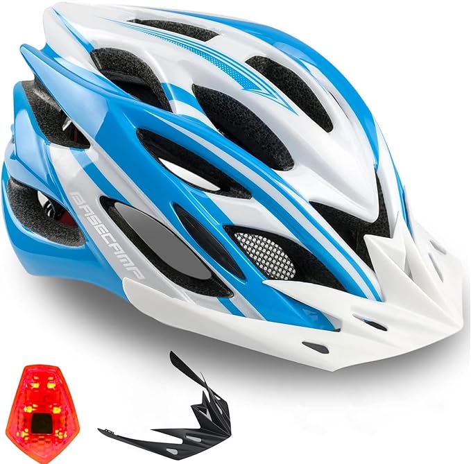 Basecamp Bike Helmet for Women Men with LED Safety Light Removable Sun Visor Lightweight Bicycle Helmet Adjustable Breathable Mountain & Road Cycling Helmets for Adult