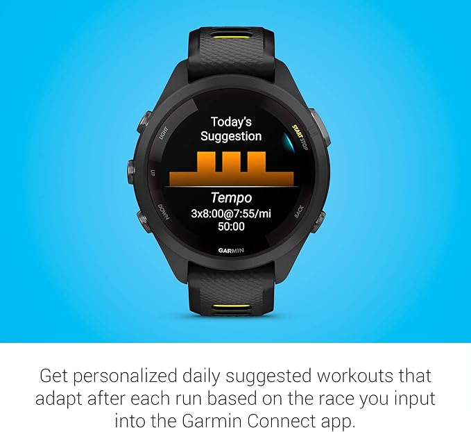 Garmin Forerunner 265S Advanced Multisport Touchscreen Smartwatch, Black | Heart Rate Monitor, Training Stats, Daily Suggested Workouts, Up to 15 Day Battery Life with Signature Series Charging Bundle