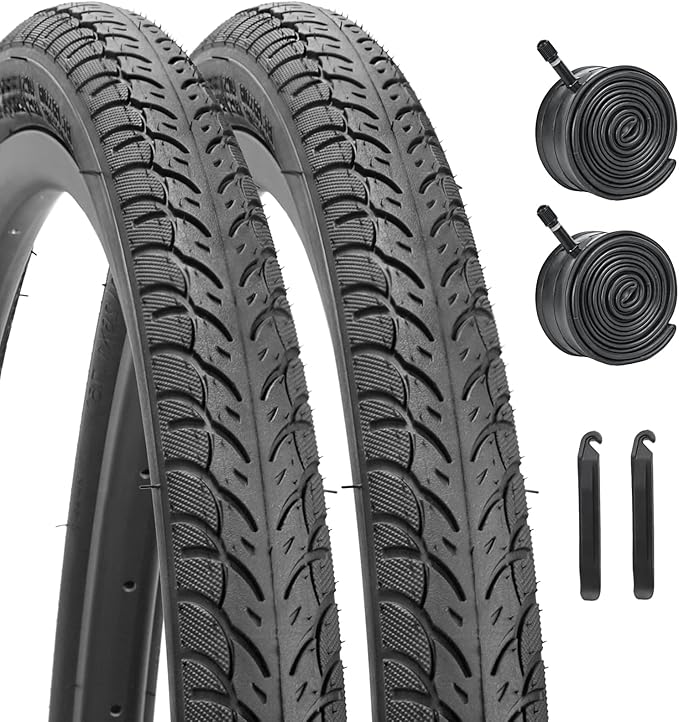 26x1.75 Bike Tires 2PCS, HUIOK 26 Inch Replacement Kits Bicycle Tires with 2 Tubes and 2 Levers