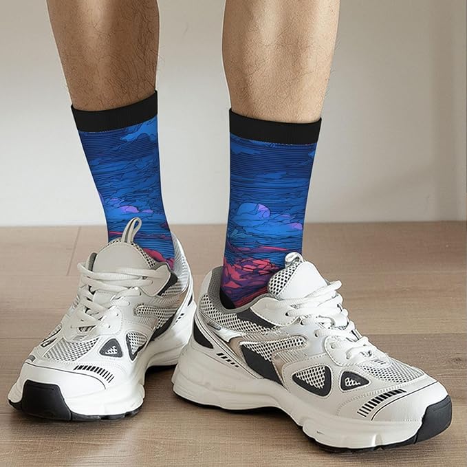 (Cycling on the road) Mid Calf Socks Breathable Adult Unisex Socks Casual Daily Wear for Women Men