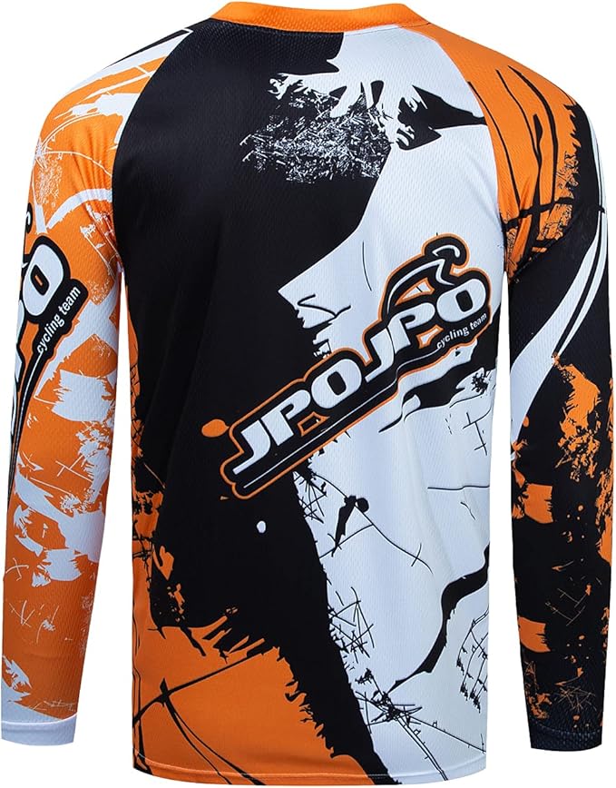 JPOJPO Men's Mountain Bike Jersey Long Sleeve MTB Off-Road Racing Downhill Motocross Shirts Quick Dry&Moisture-Wicking Tops