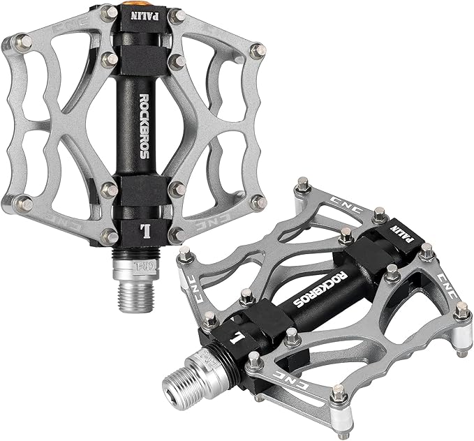 ROCKBROS Mountain Bike Pedals MTB Pedals CNC Non-Slip Lightweight Aluminum Alloy Bicycle Pedals Sealed Bearings Bicycle Platform Pedals 9/16" BMX Road Bike Pedal