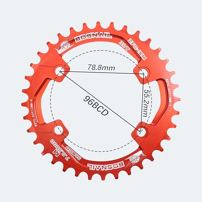 DJC Bike Chainring Asymmetrical 96BCD Round/Oval for XT SLX M6000 / M7000 / M8000 / M9000 MTB 7/8/9/10/11/12 Speed Narrow Wide 30T/32T/34T/36T/38T Tooth