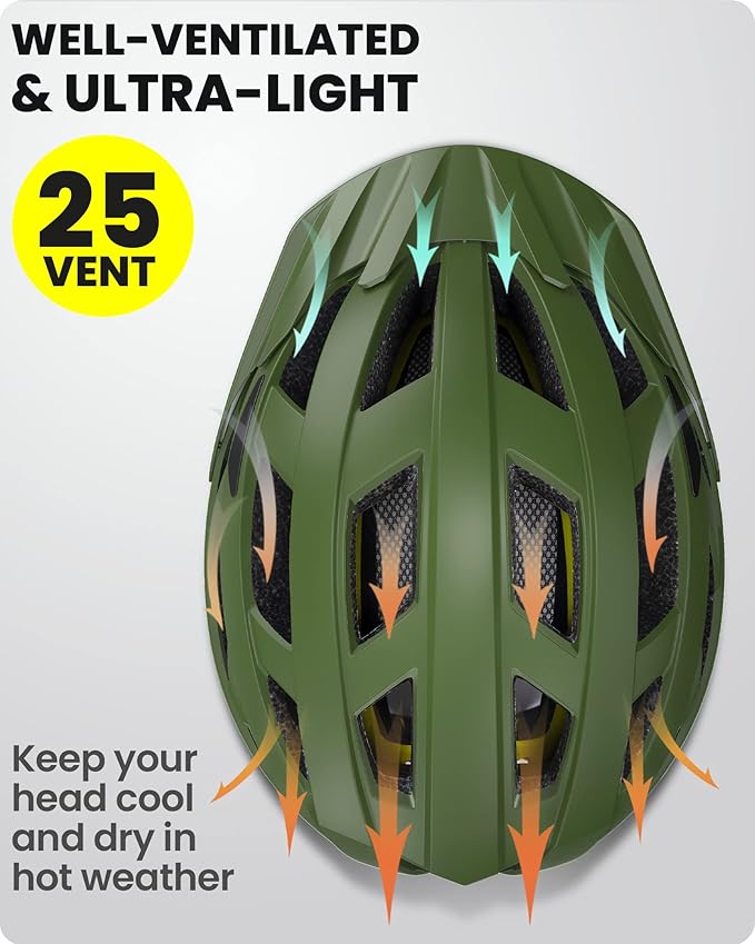 OutdoorMaster Gem Recreational MIPS Cycling Helmet - Two Removable Liners & Ventilation in Multi-Environment - Bike Helmet in Mountain, Motorway for Youth & Adult