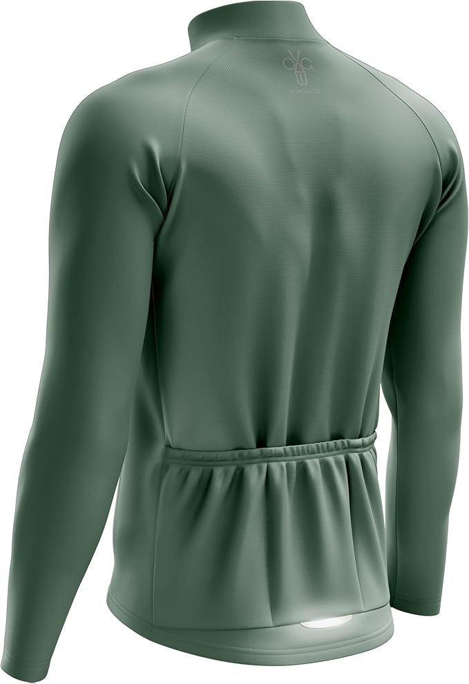 Men's Cycling Jersey Moisture Wicking Long Sleeve Full Zip Bike Road Riding Biking Shirts+ Cycling Glasses