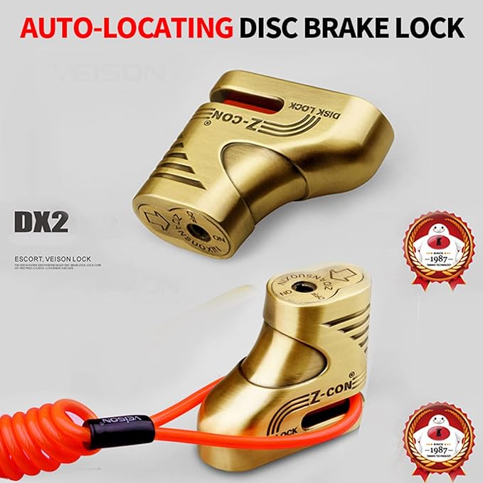 Heavy Duty Motorcycle Locks - Anti Theft Cable Locks with Combination, Bike Lock with Key, Mini Lock, Wheel Disc Lock Accessories for Adult Bikes