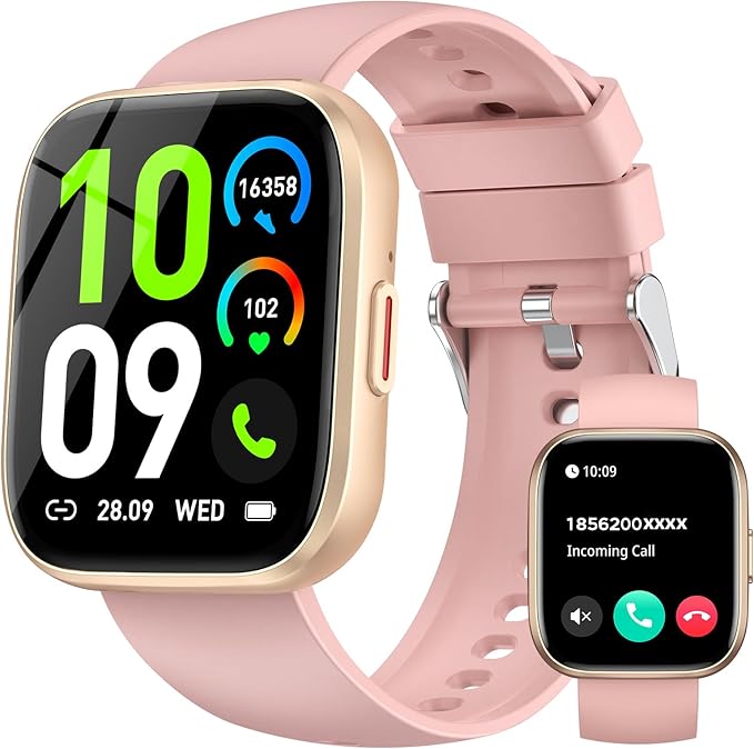 Smart Watches for Women Men Answer/Make Call, 1.85" Fitness Watch with 120+ Sports Modes, Heart Rate/Blood Oxygen/Activity Tracker, Pedometer, IP68 SmartWatch for iPhone Android Samsung (Pink, 1.85“)