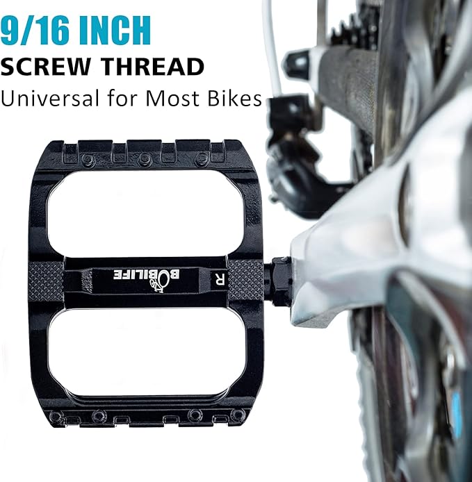 Smooth Bearings Mountain Bike Pedals - MTB Bicycle Flat Pedals Aluminum 9/16" Sealed Bearing Lightweight Platform for Road Mountain BMX MTB Bikes