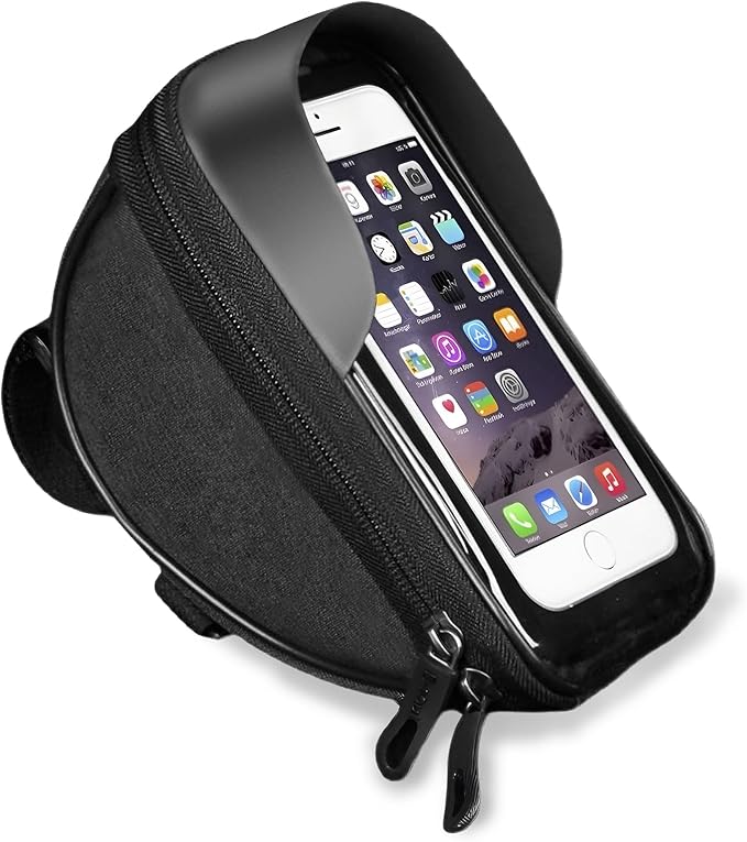 Qlife Bike/Bicycle Phone Front Frame Bag, Cycling Pouch with Rain Cover,Waterproof Bike Phone Holder, Bicycle Top Tube Bag, Bike Accessories for Phones up to 7"