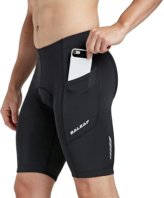 baleaf Men's Padded Bike Shorts Cycling Road Biking Riding Bicycle Cycle Wear Pockets UPF 50+ MTB Accessories Tights