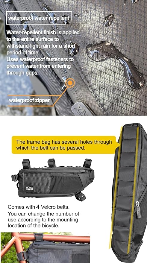 GORIX Bike Triangle Bag Frame Bag Top Tube Bag Expandable 3.5L Waterproof Cycling Road Mountain Bicycle (GX-FB PELICAN)