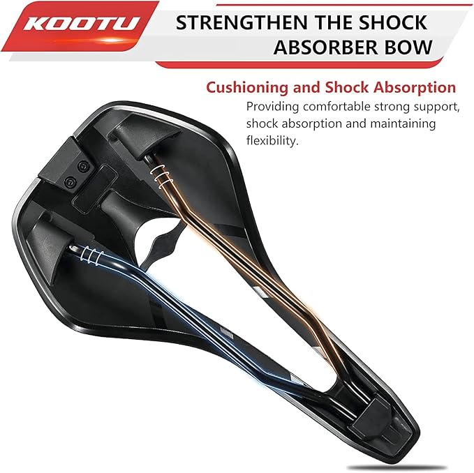 KOOTU Road Bike Saddle, Comfortable Waterproof Bicycle Seat for Men and Women, Breathable Shock-Absorbing Bike Seat for MTB, Road Bikes, BMX & Exercise