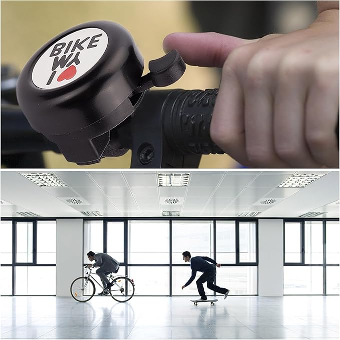 CREATCABIN I Love My Bike Bicycle Bell Aluminum Alloy Bike Bells Ring Round Pink Loud Sound Cycling Handlebars Bells with 4Pcs Resin Stickers