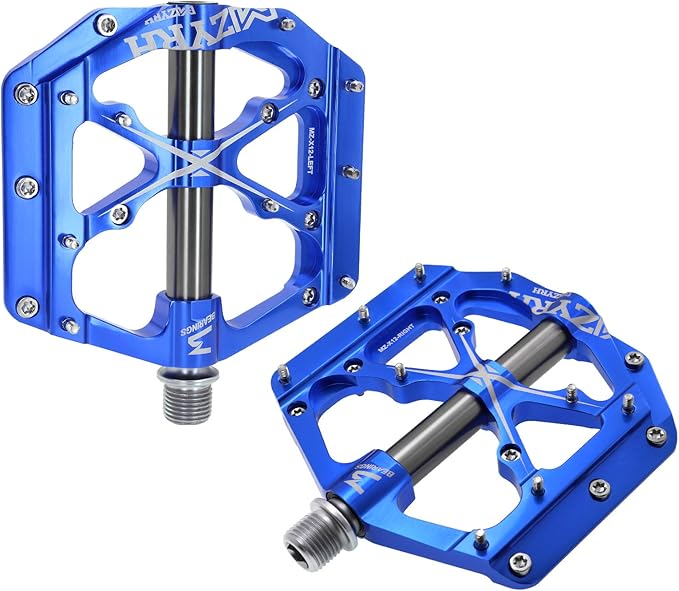 MZYRH 3 Bearings Mountain Bike Platform Pedals - Flat Alloy 9/16" Non-Slip Bicycle Pedals