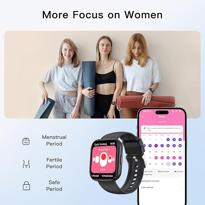 Smart Watches for Men Women Answer/Make Call, 1.85" Fitness Watch with 120+ Sports Modes, Heart Rate/Blood Oxygen/Activity Tracker, Pedometer, IP68 Smartwatch for iOS Android Samsung (Black, 1.85”)