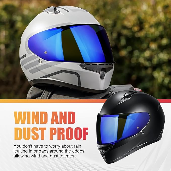 LKV HJ-34P Helment Visor Replacement - HJC C10 Motocycle Helmet Visor UV Protection Face Shield Compatible With HJ34P HJC C10 (Chrome Blue)