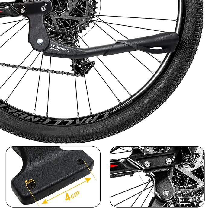 Bike Kickstand Enhanced,Rear Side/Center Mount,Aluminum Alloy Bicycle Kick Stand Adjustable Kickstand for Adult Bike 700C 24" 26" 28" 29 Mountain Road Bike(Black 2 Screw 24-29in Bike)