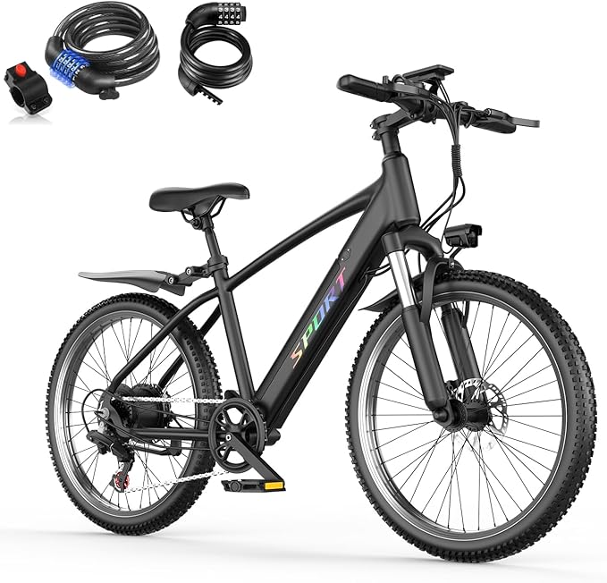 ASKGO Electric Bike for Adults, 1500W Peak E-Bike with 7-Speed, Electric Mountain Bike with 48V 12Ah Removable Battery, Up to 65 Miles 25MPH, 26" Electric Bicycle for Commute, Front Fork Suspension