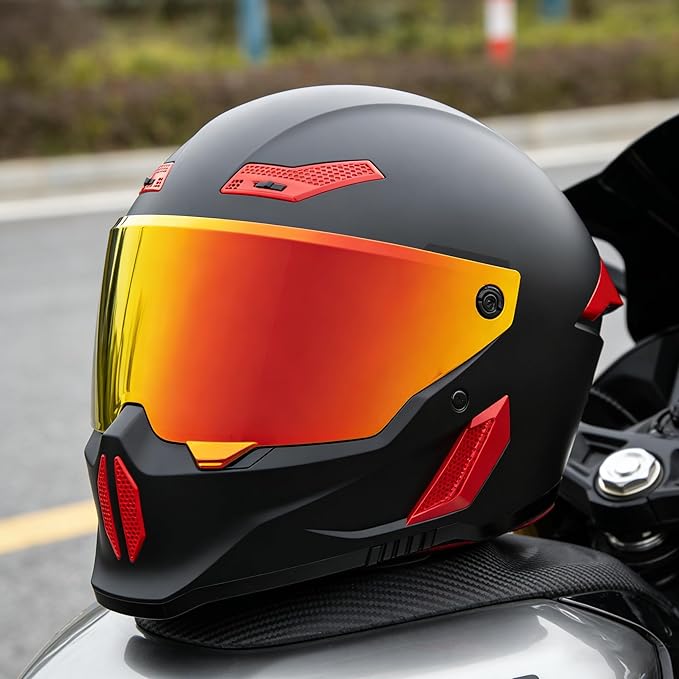 Motorcycle Helmets for Adult Men Women,Full Face Motorcycle Helmet,MG666 DOT Approved Motorbike Racing Street Bike Helmets with Two Visors
