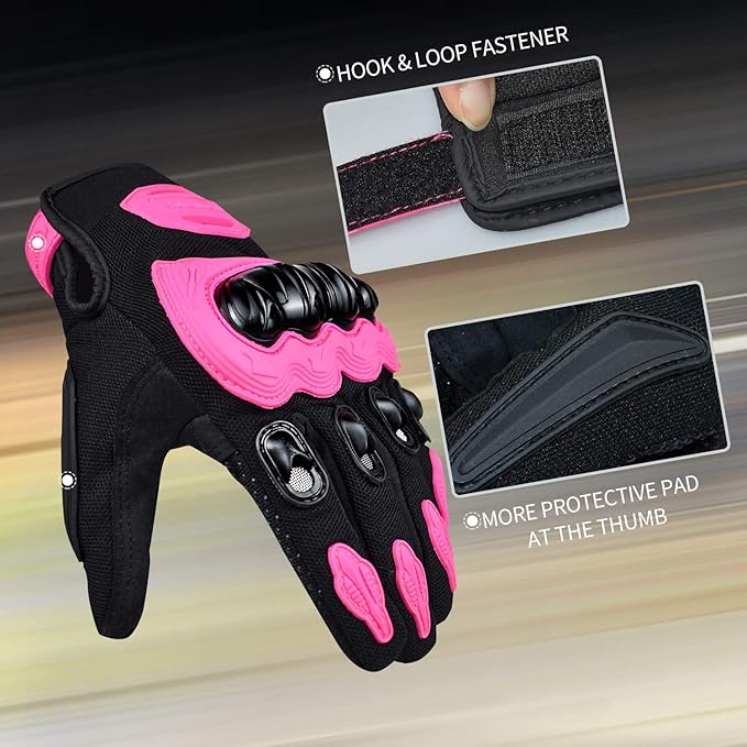 Motorcycle Gloves for Women Touch Screen Summer Motorbike Dirt Bike Full Finger Gloves Road Racing, Cycling, Climbing Motocross