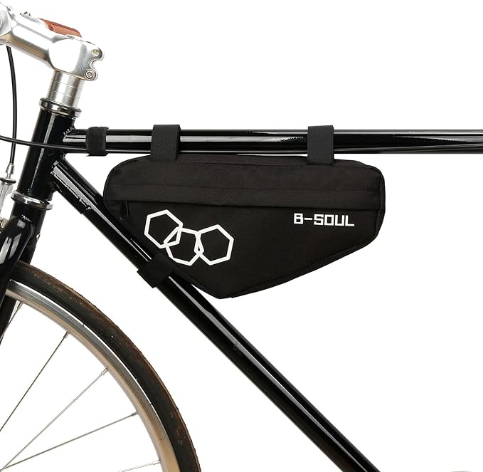 Frame Bag Bicycles Front Top Tube Bag Pouch Cycling Tool Bag for Road and Mountain Bikes, as the pic show, Black