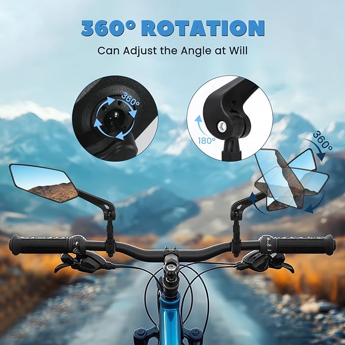 1 Pair Bike Mirror Handlebar Mount, Rear View Mirror for Mountain Road Dirt Bike Motorcycle Electric Scooter, Bicycle Bar End Rearview Mirrors E Ebike Side Mirror Accessories for Men Adult