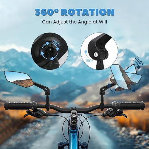 1 Pair Bike Mirror Handlebar Mount, Rear View Mirror for Mountain Road Dirt Bike Motorcycle Electric Scooter, Bicycle Bar End Rearview Mirrors E Ebike Side Mirror Accessories for Men Adult