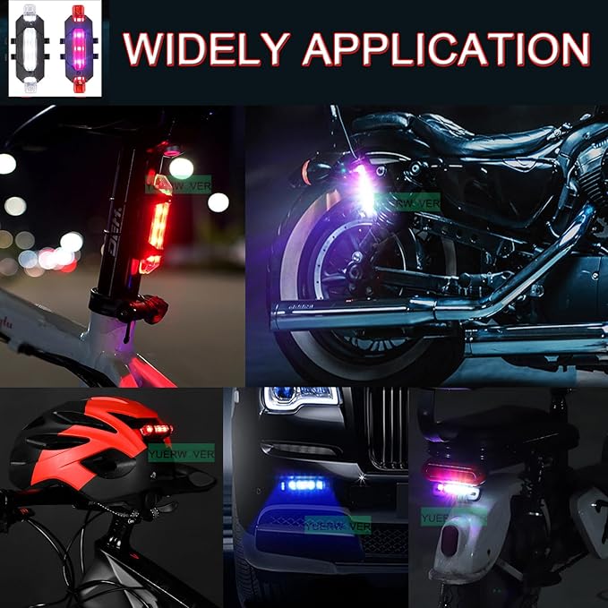 2 Pack USB Rechargeable LED Bicycle Rear Lights Cycling Bike Taillight Safety Lamp Night Essential Waterproof 4 Modes Warning Light for Men Women Kids MTB