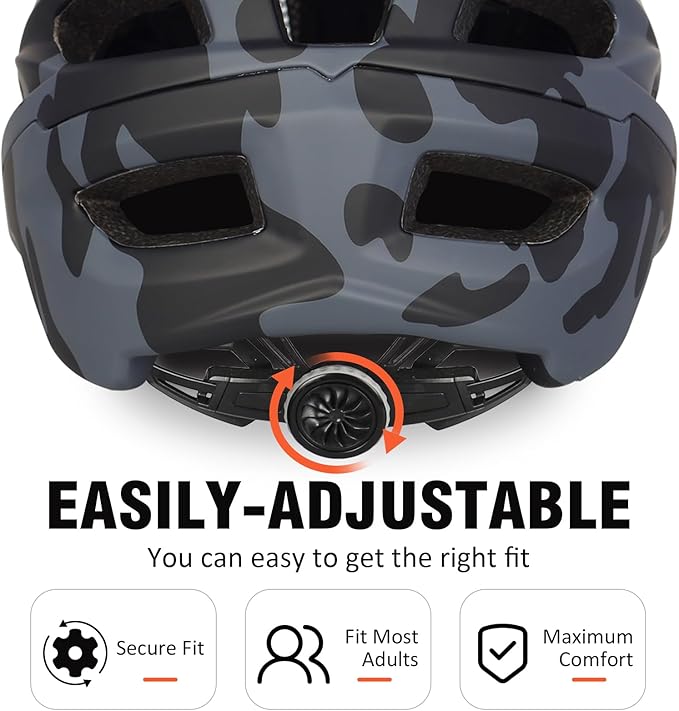 Mountain Bike Helmet,Adult Cycling Helmet with Camera Mount and Detachable Visor for Men Women Youth,Suggested Fit 55-61 Cm