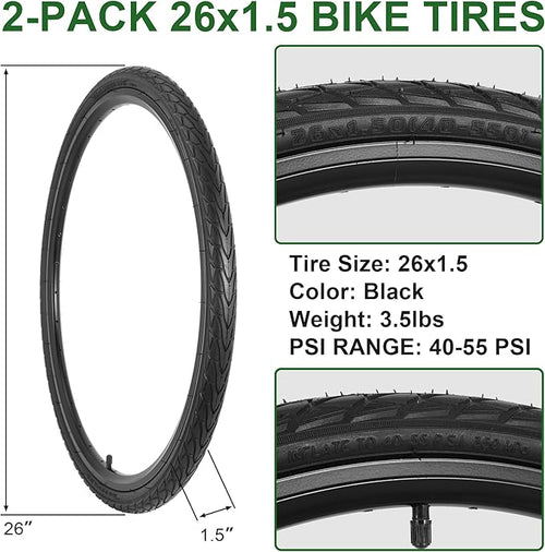 2-Pack 20x1.75 Bike Tire Tube, 20 Inch Mountain Bike Tires & Tubes, Folding Replacement Bicycle Tires with 2 Tire Levers for Hybrid, City Commuter, Urban