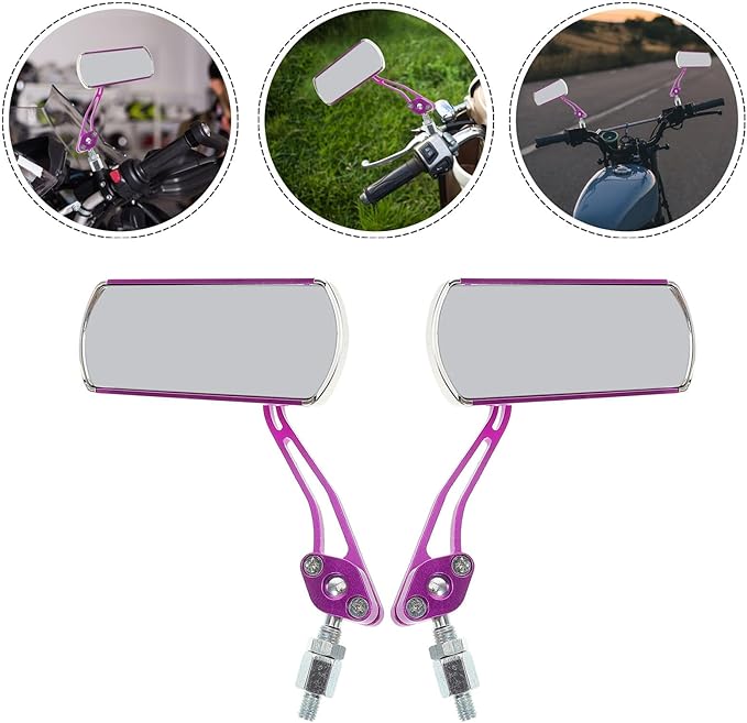 2pcs Bicycle Side View Mirrors for Motorcycles and Scooters, Adjustable Purple Rearview Bike Mirrors for Handlebars, Mountain Bike and Ebike Accessories