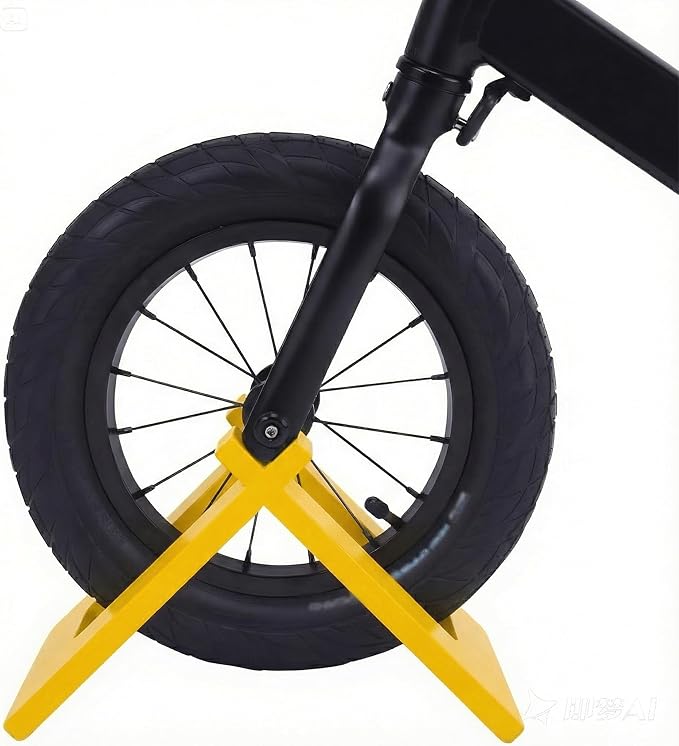 Wooden Balance Bike Stand for Kids – Floor Display Rack for Toddler Balance Bikes – Portable Bicycle Holder Stand for Home and Garage Storage (Yellow)