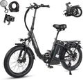 Wildeway Folding Electric Bike for Adults with 750W Motor 32Ah Battery Long Range FW11 Ebike 20 * 3.0 Fat Tire Foldable Adults Electric Bicycle for Men Women City Commuter Delivery 2 Seat