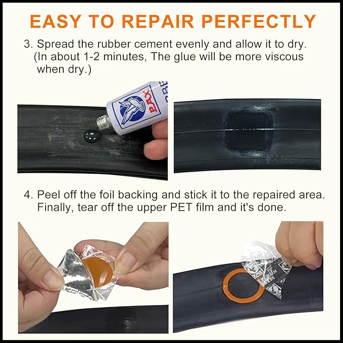 PAX 48 Pcs 25mm Dia Inner Tube Tire Repair Patches Kit, Puncture Tire Repair Kit for Car, Motorcycle, Scooter, Bicycle, BMX, ATVs, River Floating, Inflatable Rubber
