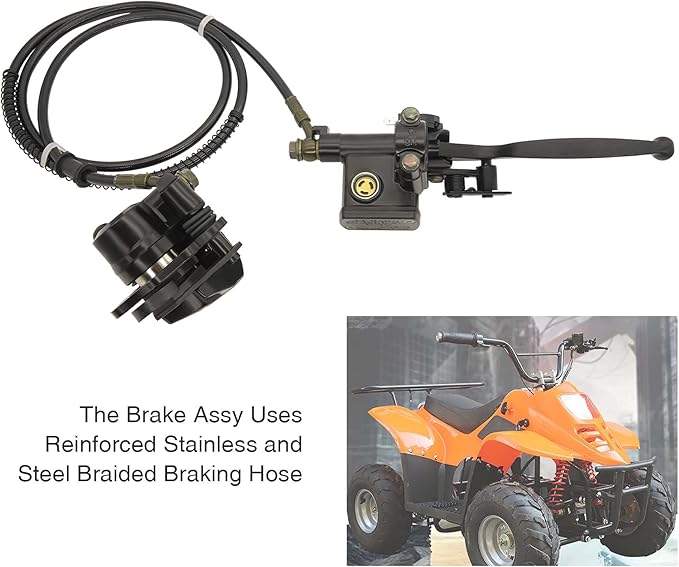 Rear Hand Hydraulic Disc Brake Left Hydraulic Brake Master Caliper Assembly Compatible for Chinese Taotao Roketa Sunl 50cc 90cc 110ccc 125cc Go-Kart Dune Buggy Quad ATV Dirt Mini Bike Kinroad 1