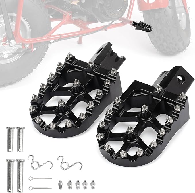 Dirt Bike Foot Pegs CNC Anti-Slip Wide Footpegs for CRF50 CRF70 Coleman CT100U CT200U BT200X CC100X CRF XR50 70 110 125 SSR Apollo TaoTao Mini Bike Motorcycle Dirt Pit Bike Pedals(Black)
