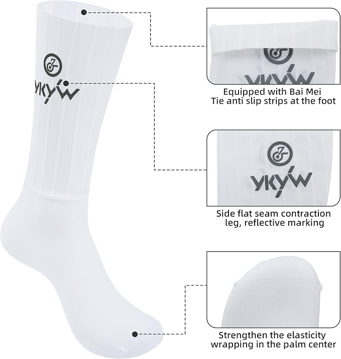 YKYWBIKE Aerodynamic Cycling Socks - Athletic Crew Bike Compression Stockings Socks,Crew Length,Breathable, and Cushioned Bike Socks for Men & Women Flying Mountain