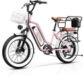 Electric Bike for Adults, 20"x 4" Fat Tire 35MPH Cargo Ebike with Seat, 1450W Peak 2 Seater Commute Bike with 48V 20AH Removable 960WH Battery, 80 Miles Max Range 7-Speed Step-Thru Electric Bicycle