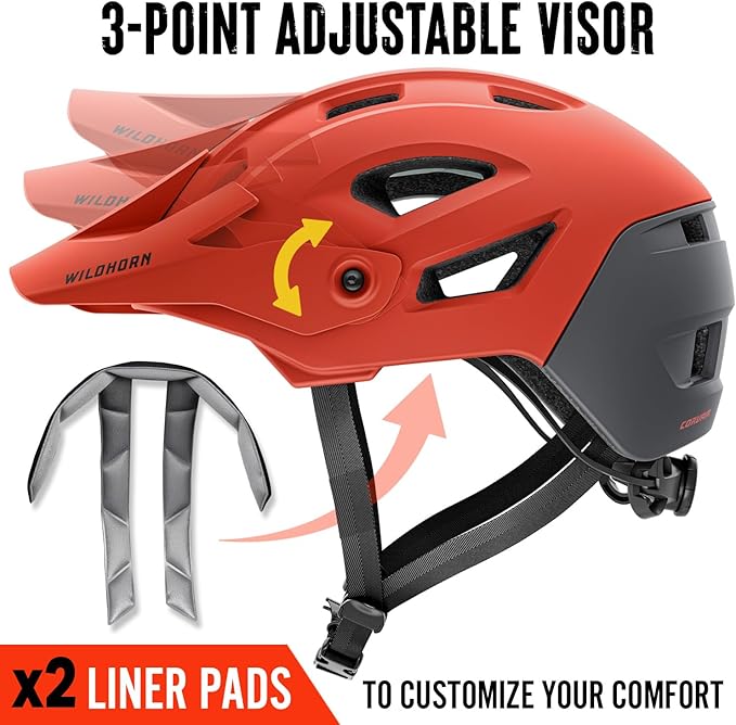 Wildhorn Corvair Mountain Bike Helmet for Men and Women with Maximum Venting, FTA fit System & Adjustable Visor. Adjustable Sizing Adult Bike Helmets for Women and Men. Stylish All Around MTB Helmet