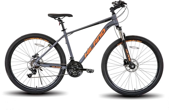 HILAND 27.5 inch Mountain Bike 21 Speeds, Lock-Out Suspension Fork, Aluminum Frame Hydraulic Disc-Brake for Men Women Mens MTB Bicycle Adlut Bike