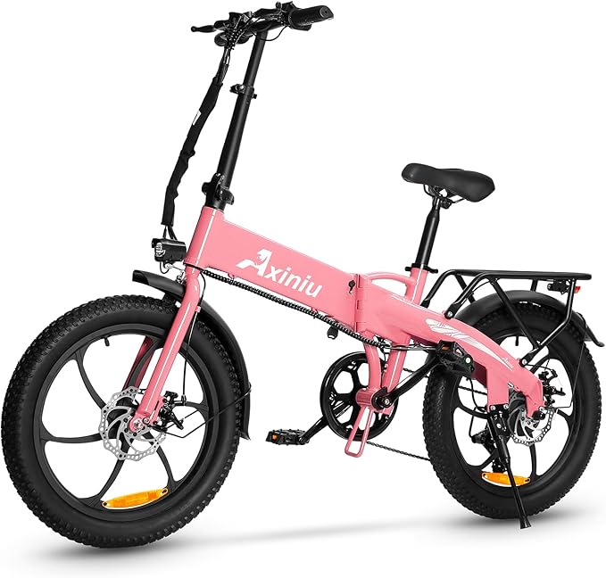 20" Folding Electric Bike for Adults, 850W Lightweight Foldable Ebike, 4lbs,60+ Mile Range, 25mph Top Speed, Fat Tire Electric Bicvcle