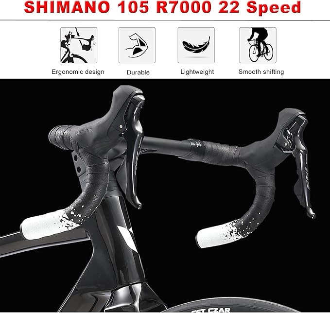 KABON Full Carbon Road Bike, 700C Carbon Fiber Frame Road Bike with 105 R7000 22 Speed Disc Brake Racing Bicycle with Carbon Wheelset