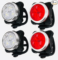 USB Rechargeable Bike Light Set, LED Front Headlight & Rear Tail Light, Waterproof Bicycle Light, 4 Modes, Silicone & Plastic, Bright LED, Outdoor Bike Lighting, Rechargeable Bicycle Light Set