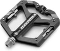 Zeekpowa Mountain Bike Pedals Flat, Road Bike Flat Pedals 16 Removable Anti-Skid Nails 9/16" Chromo Spindle Sealed Bearings Ultra CNC Aluminum Pedals Non-Slip Wide Platform Road/City Cycling