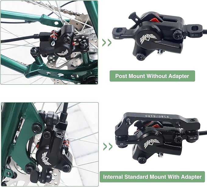 WEEROCK Hydraulic Brake Set Bike Disc Brakes Kit with Left Front 800mm Right Rear 1550 mm 160mm Rotors Aluminum Alloy Hydraulic Brake Fit for Mountain Bike, MTB