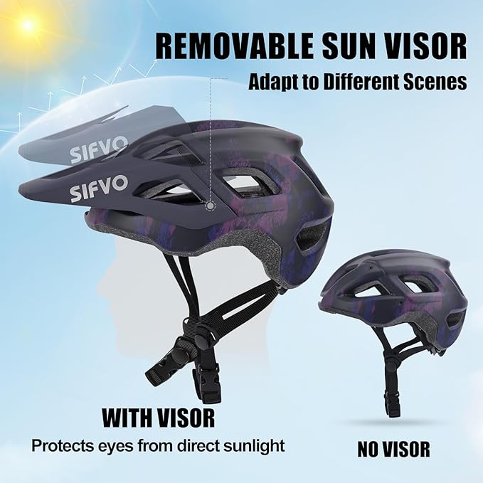 Bike Helmets for Men and Women, Mountain Bike Helmet with Extended Visor Helmets for Adults Adjustable & Comfortable Bicycle Helmet Road Bike Helmet 55-61cm