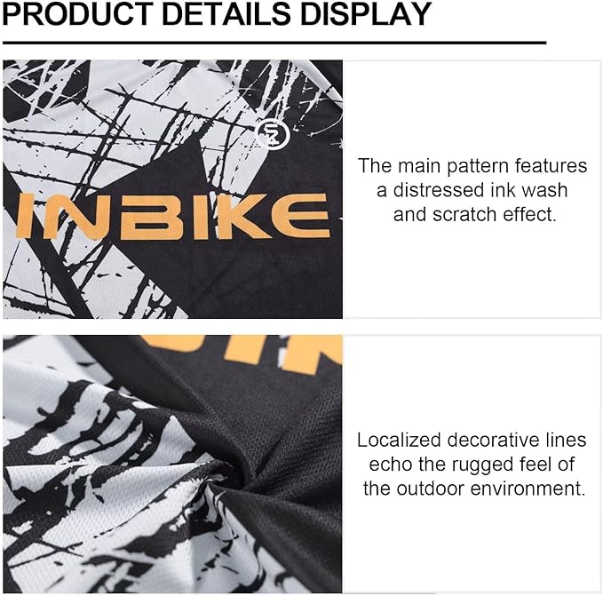 INBIKE Men's Mountain Bike Jersey, Moisture Wicking Short Sleeve Cycling Shirts, Quick Dry Breathable Bicycle Tops for Biking