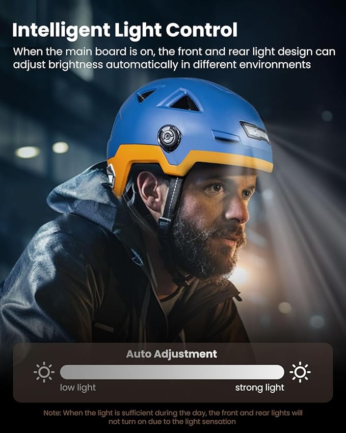 ILM Smart Adult Bike Helmet with Automatic G-Sensor Turn Signal & Brake Warning LED Light Control Road Cycling Helmet E3-12LS