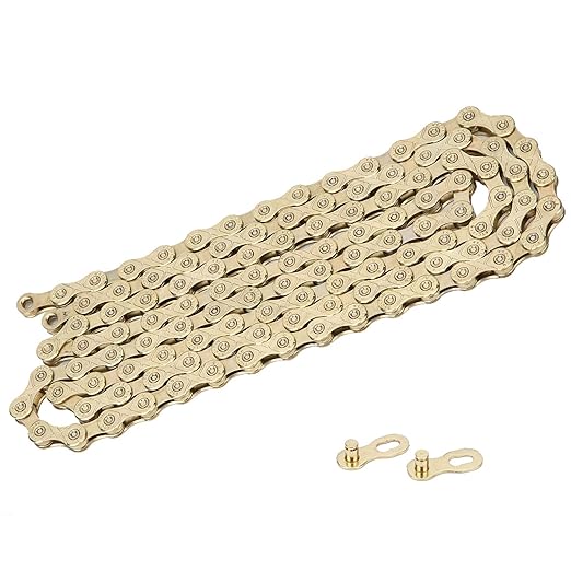 F10 Mountain Road Folding Bike Chain Steel 10 Speed Wearresistant Installation Chain for Beginner Bike (Silver) (Gold